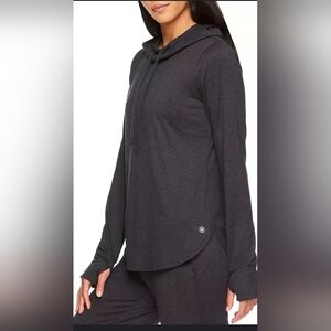 GAIAM Movement Cowl Front Hoodie In Black Heather, Thumb Holes, NWT, XXL